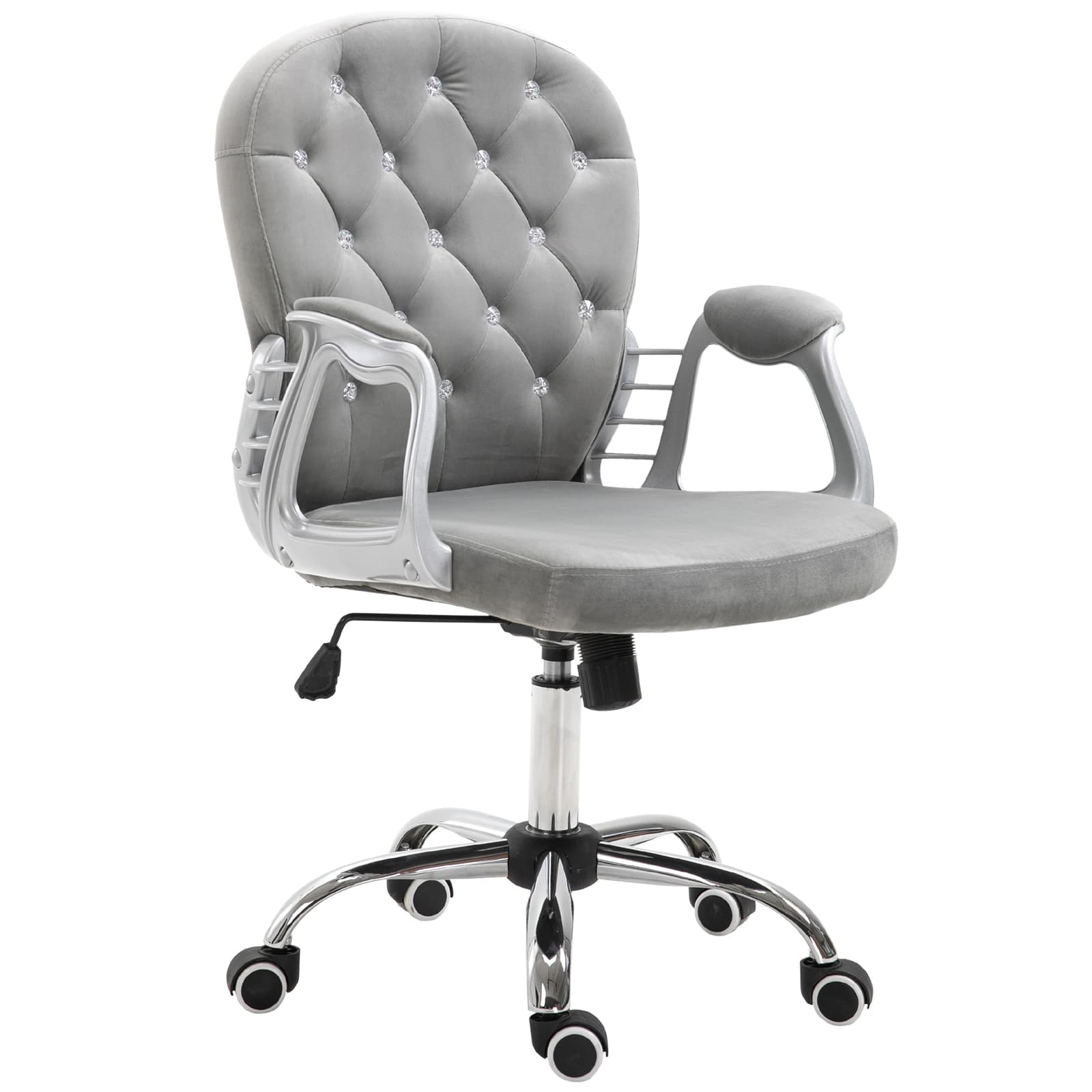 Office Chair, Comfortable Computer Desk Chair with Padded Seat and Adjustable Height, Tufted Back, Grey