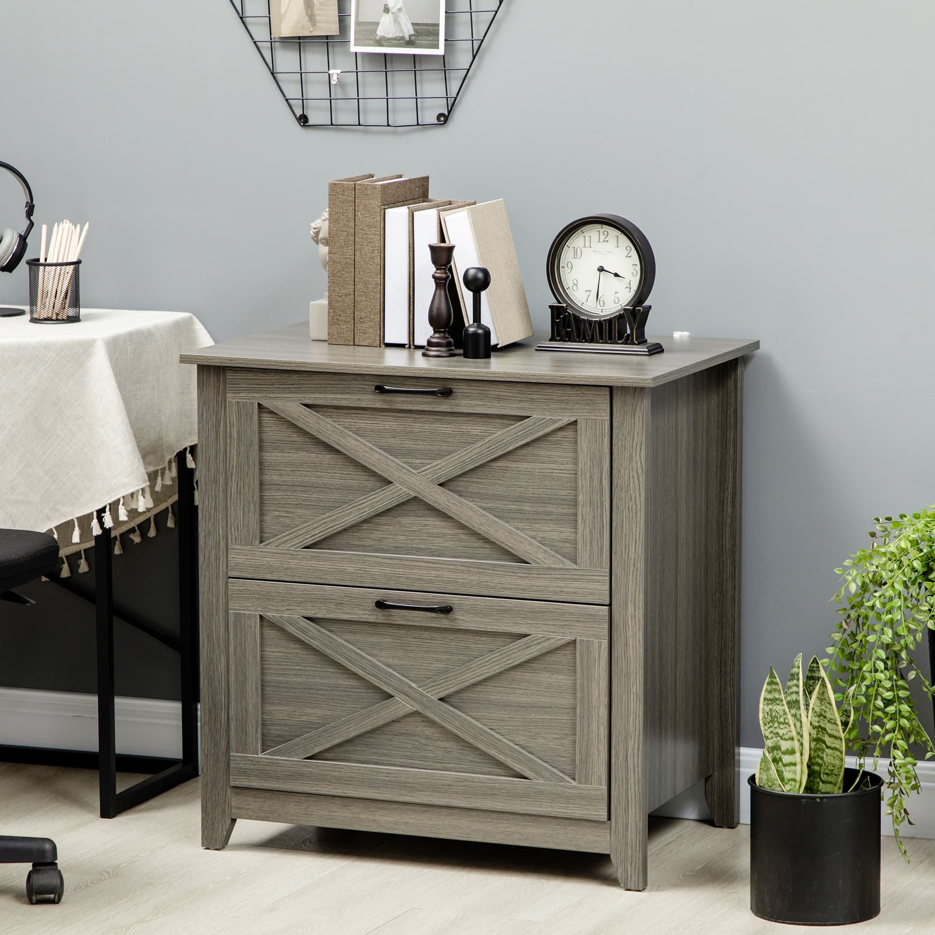 Vinsetto Vertical File Cabinet with Hanging Bars for A4 Size for Home Office, 29.9"x 19.7"x 30.3", Grey