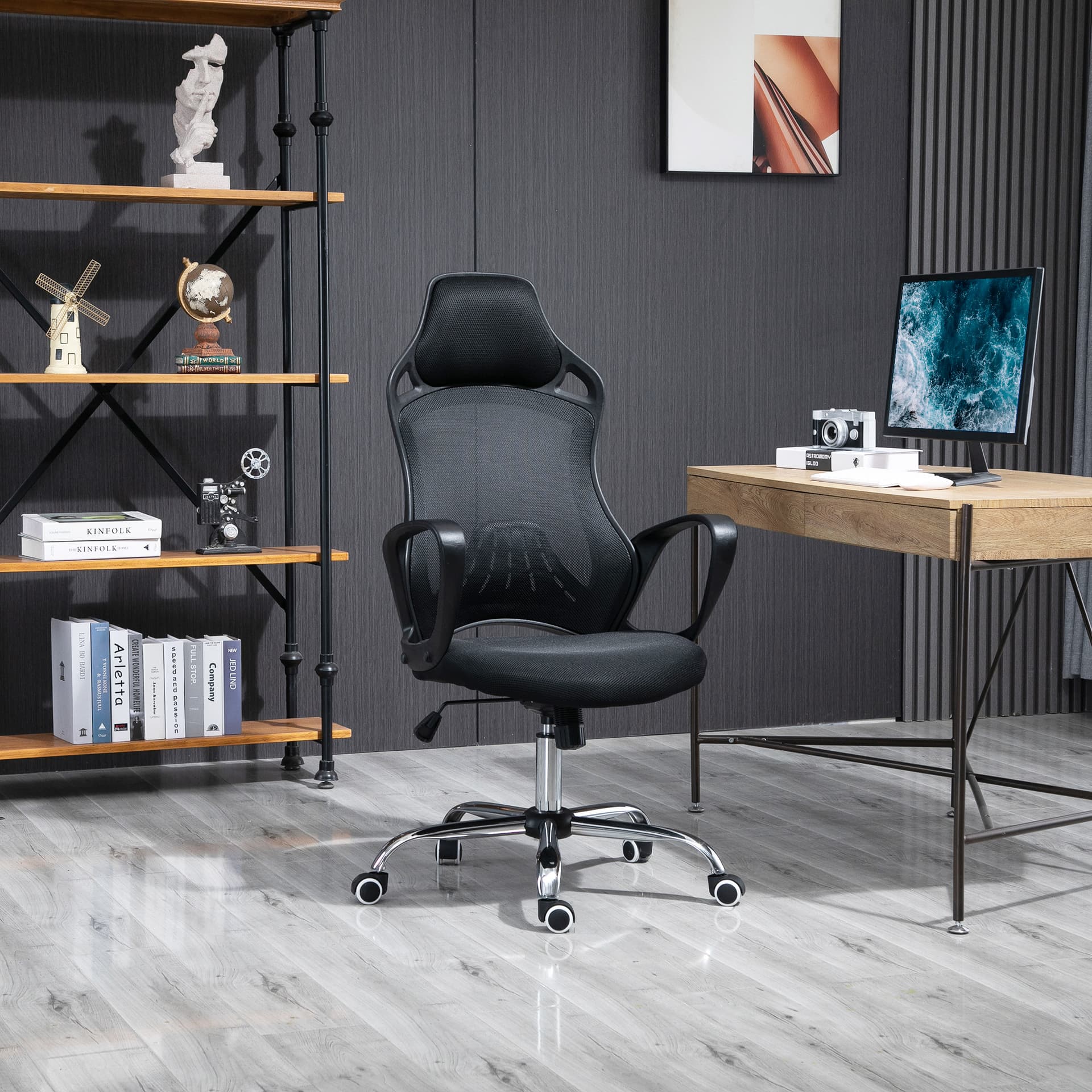 Vinsetto High Back Office Chair Mesh Desk Chair with Adjustable Backrest, Swivel Task Chair with Ergonomic Design Conference Office, Black | Aosom Canada
