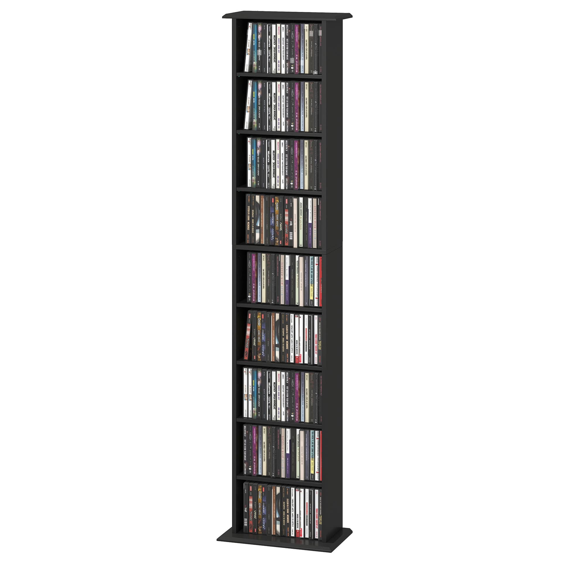 9-Tier DVD Shelf with 7 Adjustable Shelves, Slim CD Shelf, Holds 252 CDs, 147 DVDs or 189 Blu-rays, Black